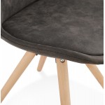 Sedia di design scandinavo in microfibra naturale piedi SOLEA (grigio scuro)
