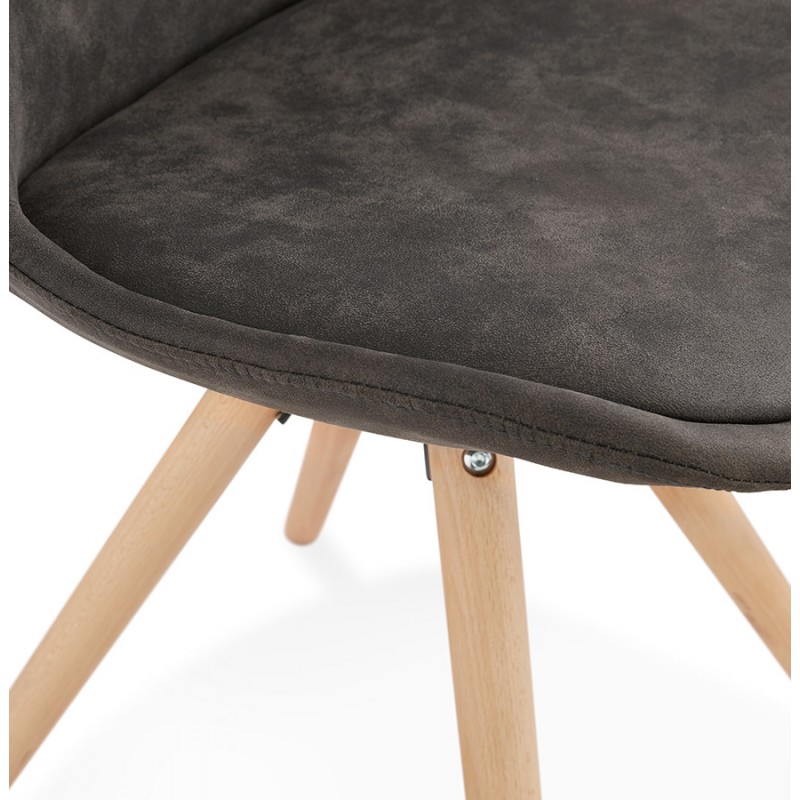Scandinavian design chair in natural-coloured microfiber feet SOLEA (dark grey) - image 47243