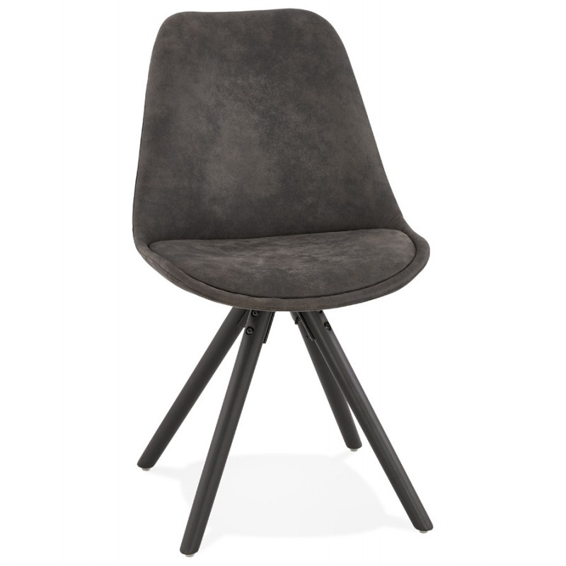 INDUSTRIAL Design Stuhl in Mikrofaser schwarze Füße SOLEA (dunkelgrau) - image 47247