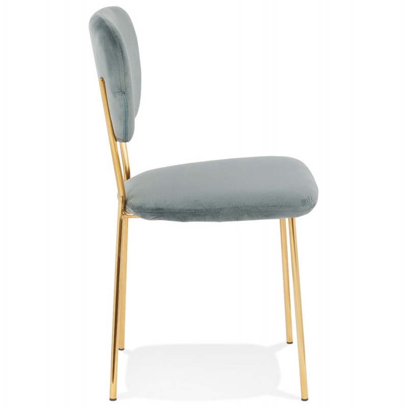 Vintage und Retro-Stuhl in samt goldenen Füßen NOALIA (hellgrau) - image 47341