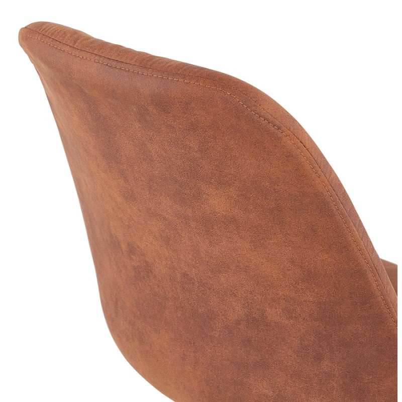 Chaise design scandinave en microfibre pieds couleur naturelle SOLEA (marron) - image 47382