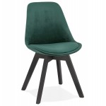 Vintage and industrial chair in velvet black feet LEONORA (green)