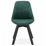 Vintage and industrial chair in velvet black feet LEONORA (green)