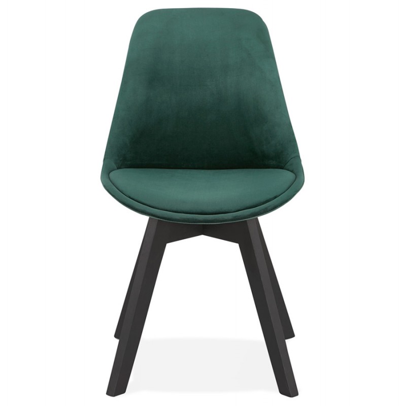 Vintage and industrial chair in velvet black feet LEONORA (green) - image 47402