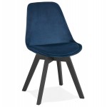 Vintage and industrial chair in velvet black feet LEONORA (blue)