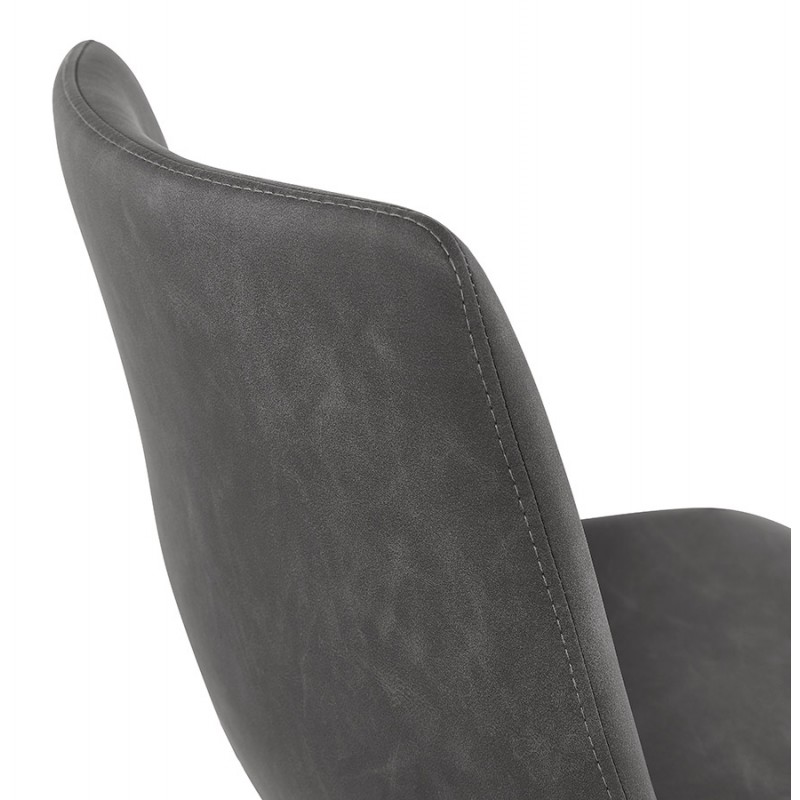 Sedia vintage e piedi industriali in metallo nero JOE (grigio scuro) - image 47475