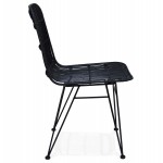 Design Stuhl und Vintage Rattan Füße schwarz Metall BERENICE (schwarz)