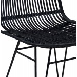 Design Stuhl und Vintage Rattan Füße schwarz Metall BERENICE (schwarz)
