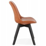 Chaise vintage et industrielle pieds bois noir MANUELA (marron)