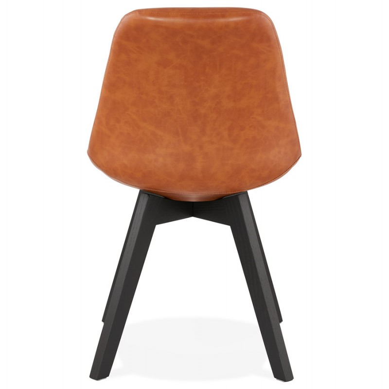 Vintage Stuhl und industrielle Füße schwarz Holz Füße MANUELA (braun) - image 47488