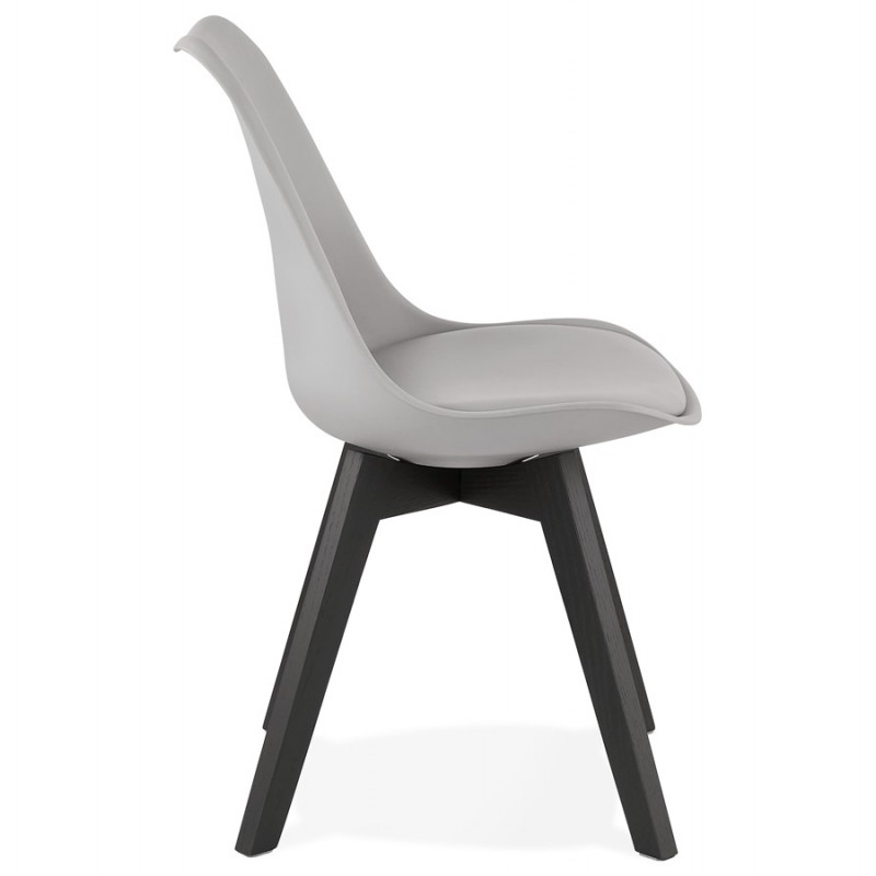 Chaise design pieds bois noir MAILLY (gris) - image 47504