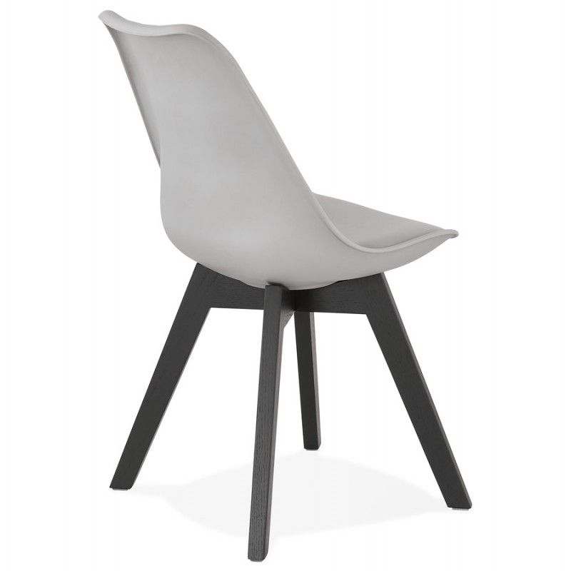 Sedia DESIGN con piedi neri in legno MAILLY (grigio) - image 47505