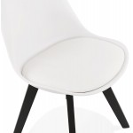 Chaise design pieds bois noir MAILLY (blanc)