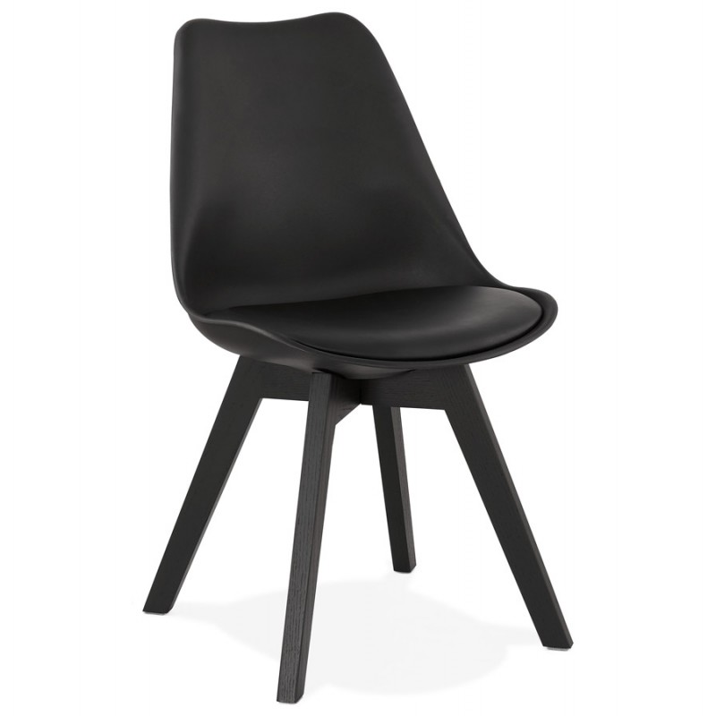 Design chair with black wooden feet MAILLY (black) - image 47524