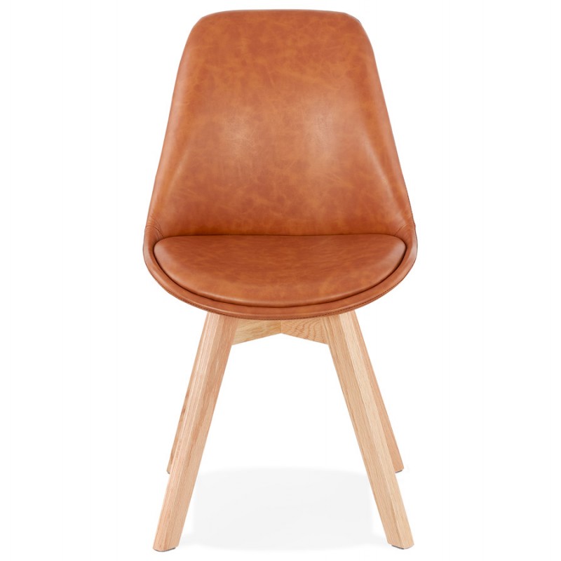Vintage Stuhl und industrielle Holzfüße natürliche Oberfläche MANUELA (braun) - image 47536