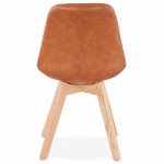 Vintage Stuhl und industrielle Holzfüße natürliche Oberfläche MANUELA (braun)