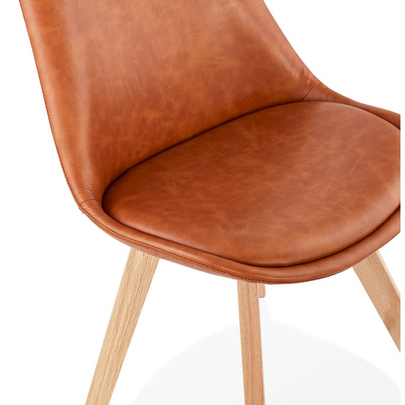 Vintage Stuhl und industrielle Holzfüße natürliche Oberfläche MANUELA (braun) - image 47540
