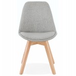 Chaise design en tissu pieds bois finition naturelle NAYA (gris)