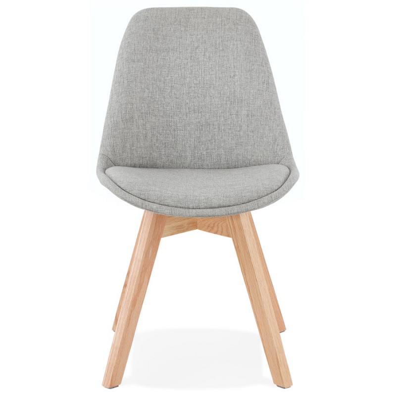 DESIGN Stuhl aus Stoff Füße Holz natürliche Oberfläche NAYA (grau) - image 47545