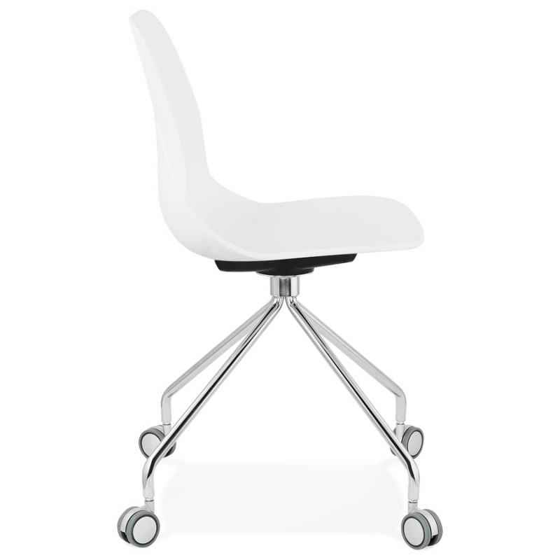 Chaise de bureau sur roulettes pied métal chromé MARIANA (blanc) - image 47559