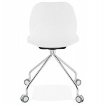 Chaise de bureau sur roulettes pied métal chromé MARIANA (blanc)