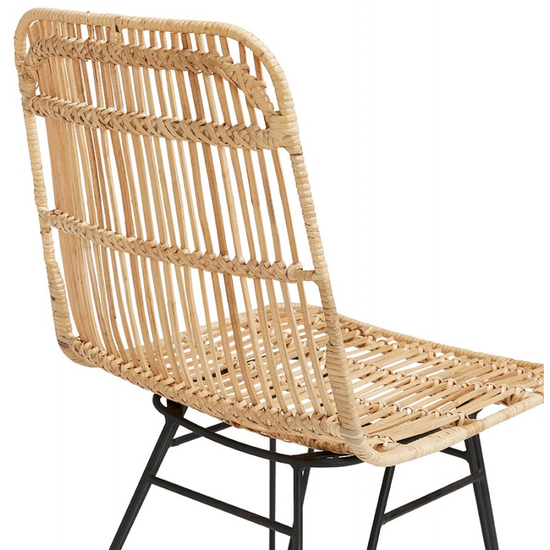 Design Stuhl und Vintage Rattan Füße schwarz Metall BERENICE (natürlich) - image 47611
