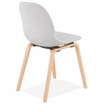 Chaise design et scandinave en tissu pieds bois finition naturelle MARTINA (gris clair)