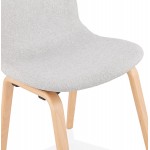 Chaise design et scandinave en tissu pieds bois finition naturelle MARTINA (gris clair)