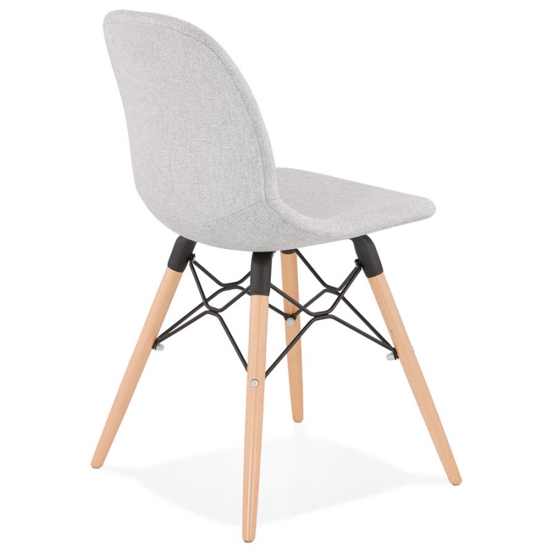 Chaise design et scandinave en tissu pieds bois finition naturelle et noir MASHA (gris clair) - image 47646
