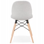 Chaise design et scandinave en tissu pieds bois finition naturelle et noir MASHA (gris clair)