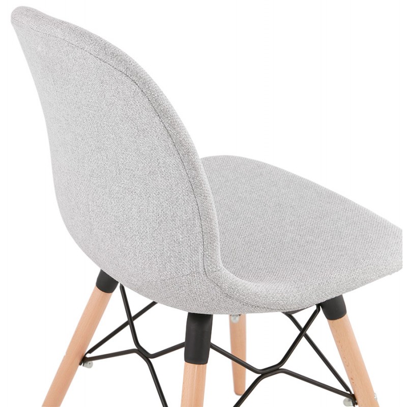 Chaise design et scandinave en tissu pieds bois finition naturelle et noir MASHA (gris clair) - image 47652