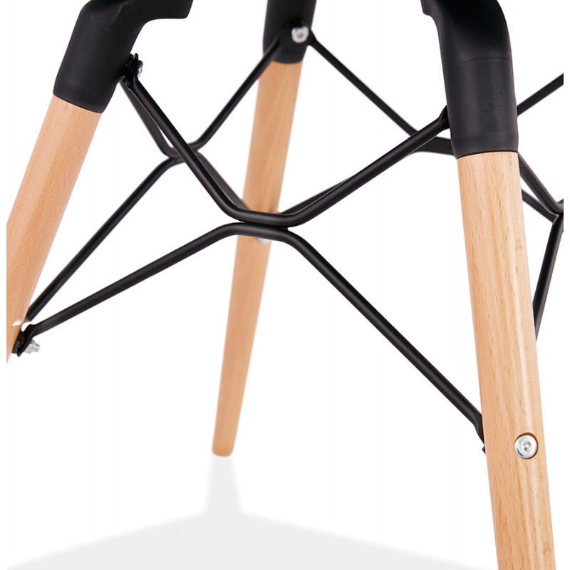 Chaise design et scandinave en tissu pieds bois finition naturelle et noir MASHA (gris clair) - image 47653