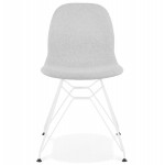Industrie-Design-Stuhl aus MOUNA weiß Metall Fußstoff (hellgrau)