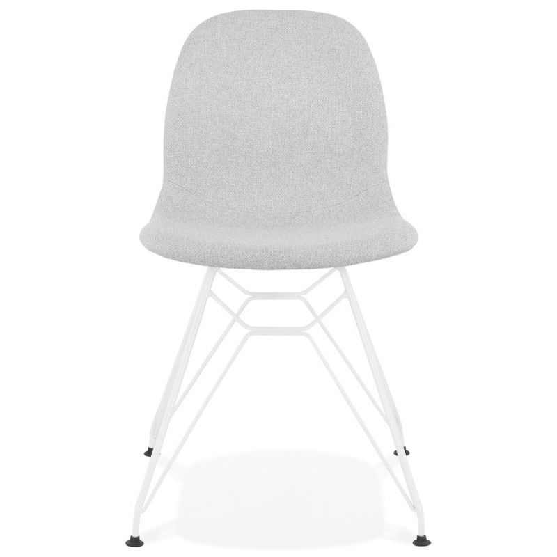 Sedia di design industriale in tessuto MOUNA piede bianco metallo (grigio chiaro) - image 47657