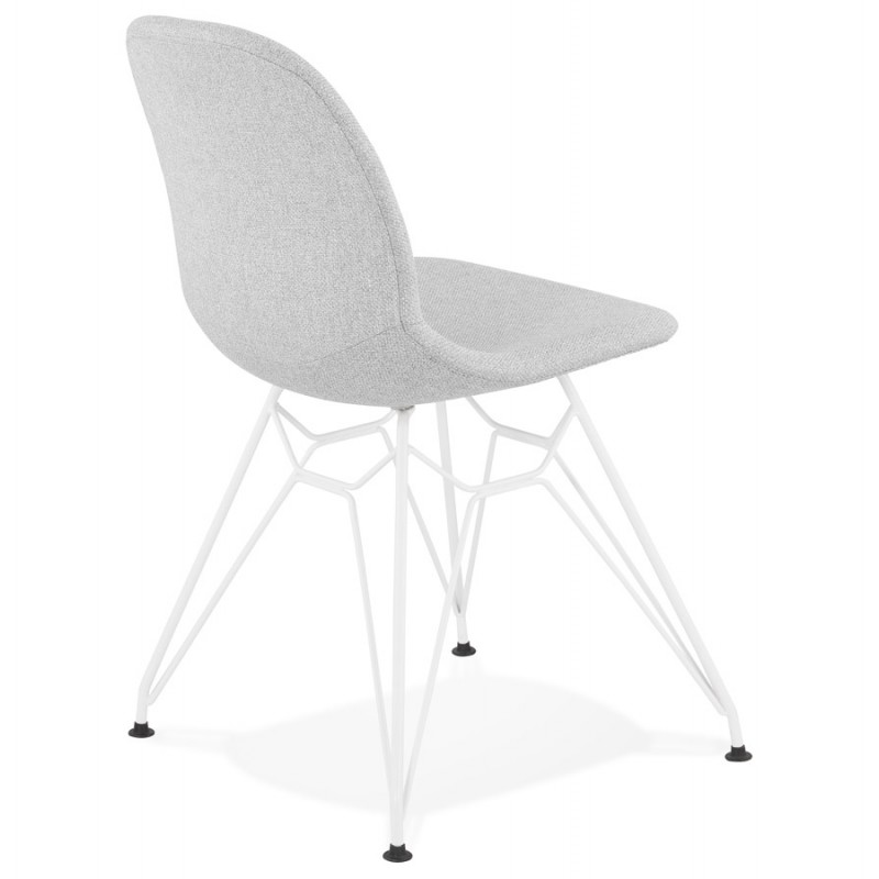 Industrial design chair in MOUNA white metal foot fabric (light grey) - image 47659