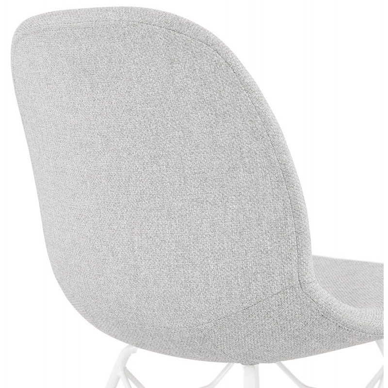 Industrial design chair in MOUNA white metal foot fabric (light grey) - image 47665