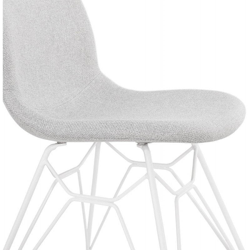 Sedia di design industriale in tessuto MOUNA piede bianco metallo (grigio chiaro) - image 47666