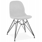 Industrial design chair in black metal foot fabric MOUNA (light grey)