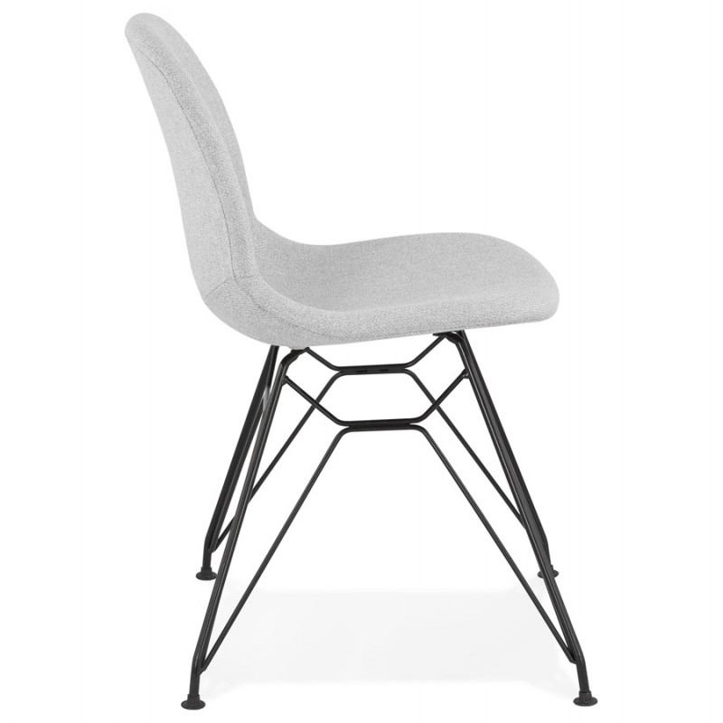 Industriedesign Stuhl aus schwarzem Metall Fußgewebe MOUNA (hellgrau) - image 47683