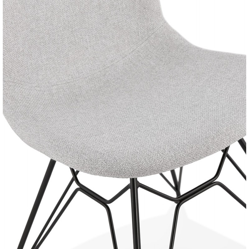 Industriedesign Stuhl aus schwarzem Metall Fußgewebe MOUNA (hellgrau) - image 47688