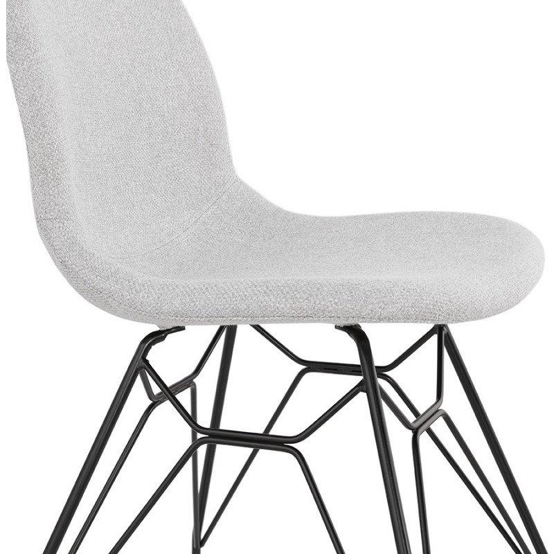 Industrial design chair in black metal foot fabric MOUNA (light grey) - image 47689