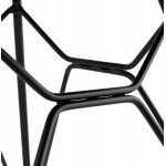 Sedia di design industriale in tessuto per piedi in metallo nero MOUNA (grigio chiaro)