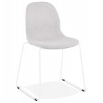 Chaise design empilable en tissu pieds métal blanc MANOU (gris clair)
