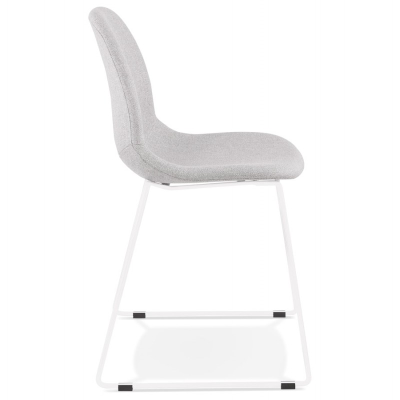 Sedia design impilabile in tessuto gambe in metallo bianco MANOU (grigio chiaro) - image 47696