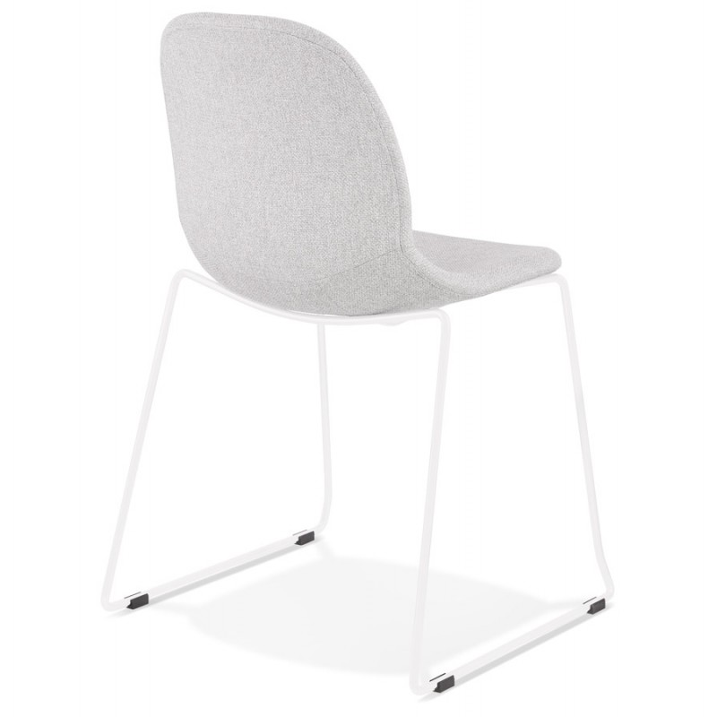 Sedia design impilabile in tessuto gambe in metallo bianco MANOU (grigio chiaro) - image 47697