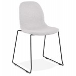 Design Stuhl stapelbar in Stoff schwarz Metallbeinen MANOU (hellgrau)