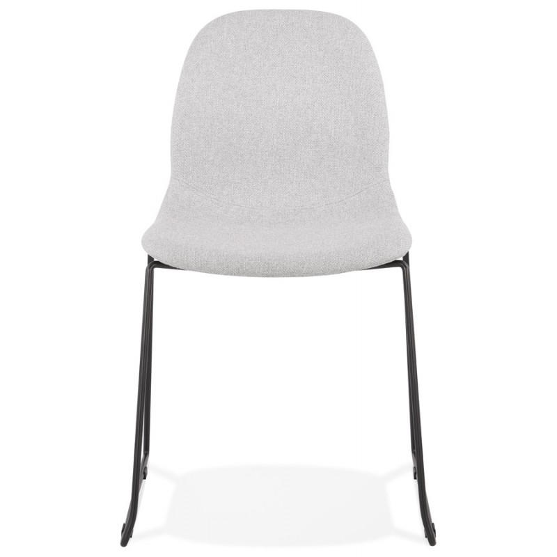 Design chair stackable in fabric black metal legs MANOU (light gray) - image 47704