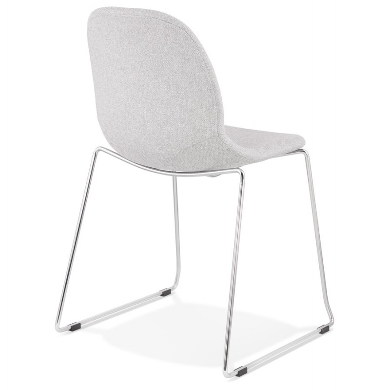 Design stackable chair in fabric with chromed metal legs MANOU (light gray) - image 47718