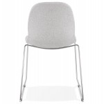 Chaise design empilable en tissu pieds métal chromé MANOU (gris clair)