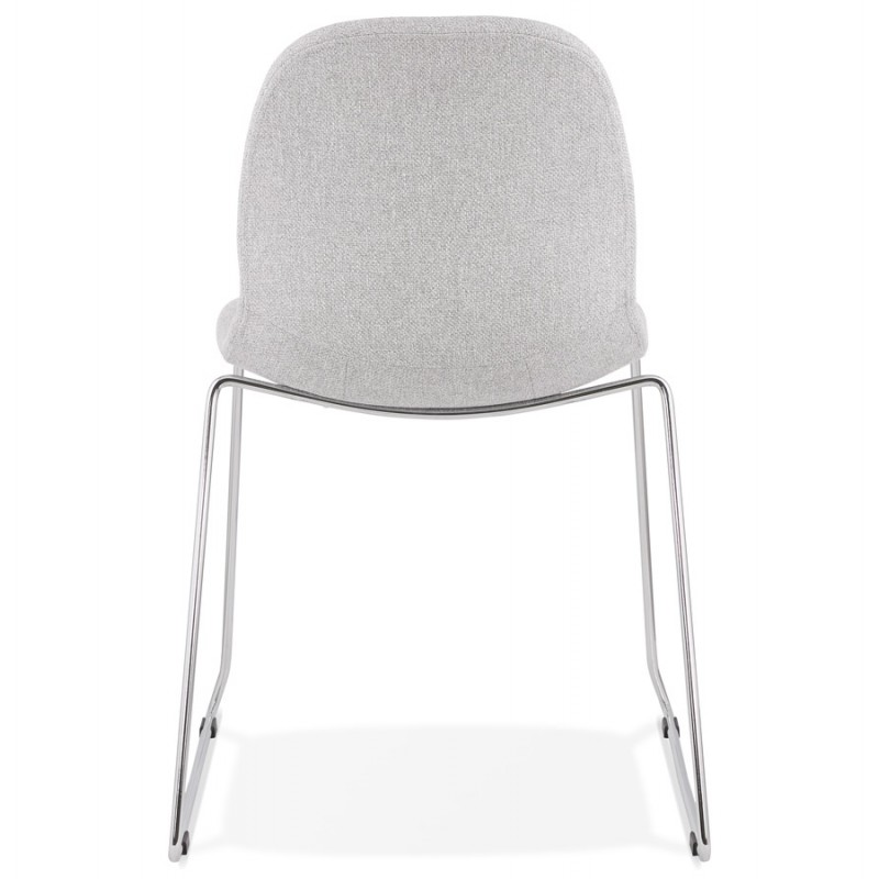 Design stackable chair in fabric with chromed metal legs MANOU (light gray) - image 47719